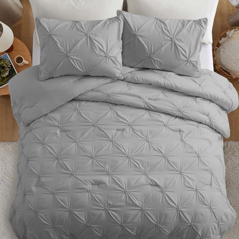 Peace Nest Pintuck Comforter Set, Bedding Set for All Season, Comforter and Pillowcases Set, Gray, 2 of 7