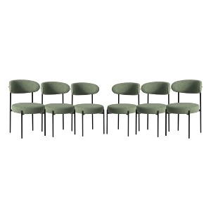 WestinTrends Alexandria Mid-Century Modern Upholstered Faux Shearling Round Dining Chairs - 1 of 4