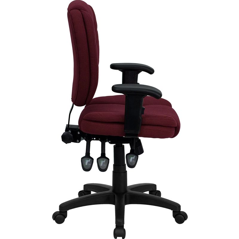 Flash Furniture Mid-Back Multifunction Swivel Ergonomic Task Office Chair with Pillow Top Cushioning and Adjustable Arms, 4 of 8