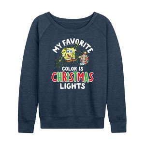 Women's - SpongeBob SquarePants - My Favorite Color Is Christmas Lights Lightweight French Terry Slouchy - 1 of 4