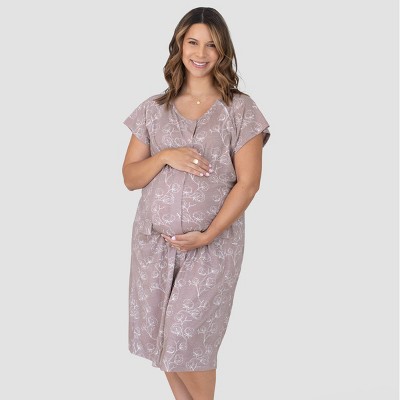 Kindred Bravely Women's Floral Print Universal Labor & Delivery Gown -  Lilac 1X/2X