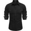 COOFANDY Men's Western Cowboy Shirts Long Sleeve Cotton Casual Button Down Work Shirt with Pockets - 4 of 4