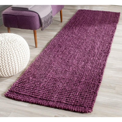 Purple Hand-Knotted Wool Runner Rug, 2'6" x 6'