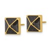 Chisel Stainless Steel Polished Yellow IP-plated Black Carbon Fiber Inlay Pyramid Stud Earrings - 2 of 3