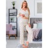 INSPIRE CHIC Women's 2 Pcs Pajama Cherry Print Ruffle Trim V-Neck Long Sleeve Top and Pants Set - 2 of 4