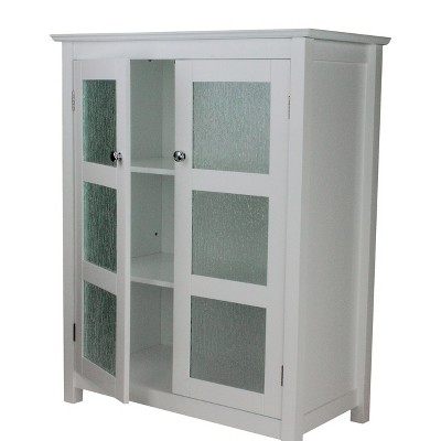 Connor Classic White Floor Cabinet with Textured Glass Doors