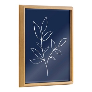 Kate & Laurel All Things Decor 16"x20" Blake Modern Blue Botanical Line Sketch Print 2 Framed Printed Glass - 1 of 4