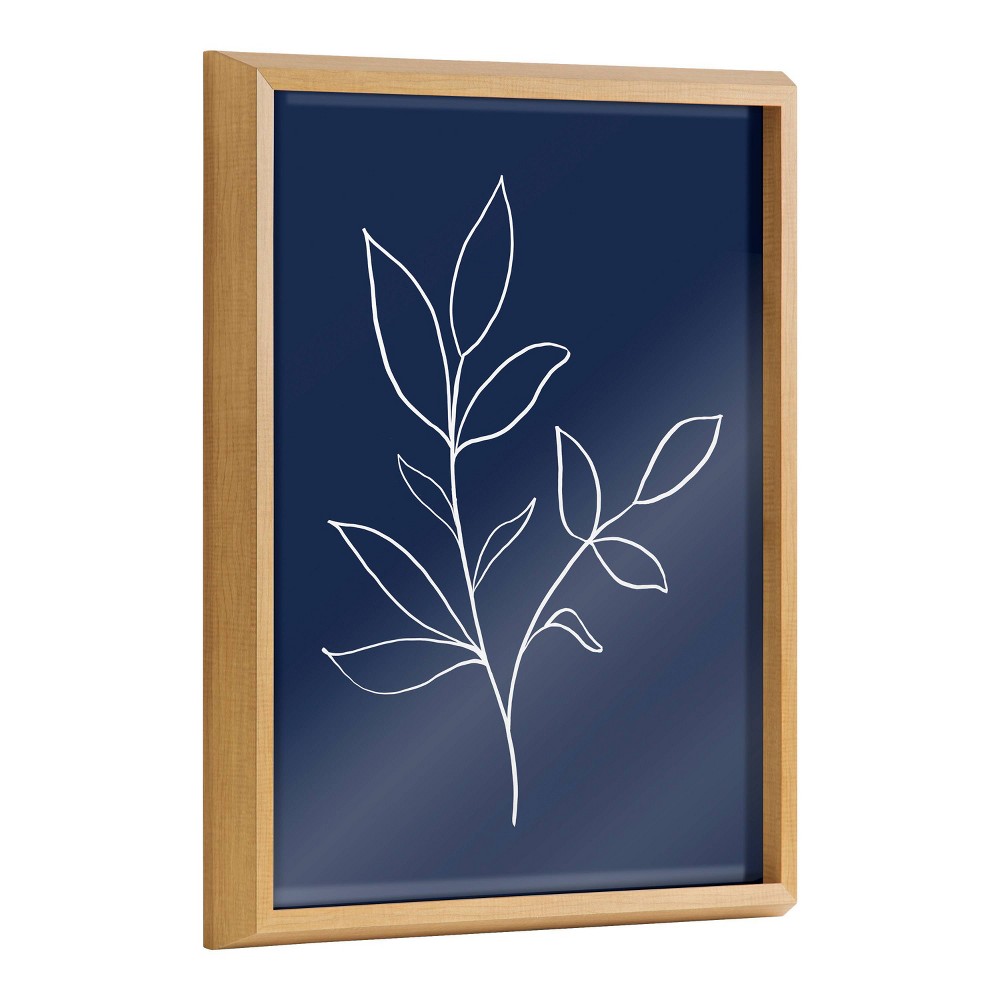 Kate & Laurel All Things Decor 16""x20"" Blake Modern Blue Botanical Line Sketch Print 2 Framed Printed Glass Natural: Wall Display Art -  86343065