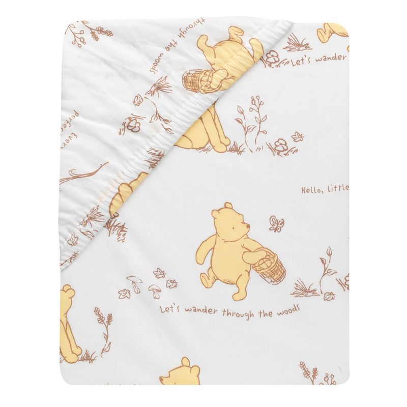 Lambs & Ivy Disney Baby Storytime Pooh 100% Cotton Fitted Crib Sheet - White, 3 of 6