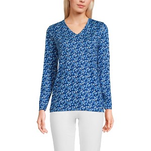 Lands' End Women's Relaxed Supima Cotton Long Sleeve V-Neck T-Shirt - 1 of 3