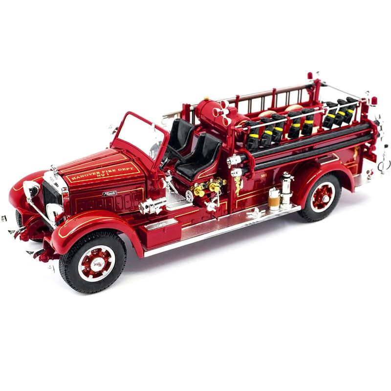 1935 Mack Type 75BX Fire Engine Truck Red with Accessories 1/24 Diecast Model by Road Signature, 2 of 4