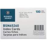 Business Source Index Cards Plain 90lb. 4"x6" 100/PK White 65260