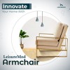 LeisureMod Jefferson Accent Arm Chair Upholstered in Velvet with Gold Brass Finish Frame - 3 of 4