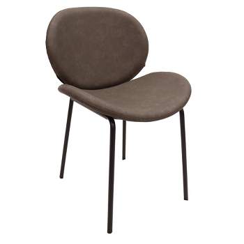 LeisureMod Servos Modern Dining Side Chair with Upholstered Faux Leather Seat