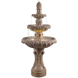 Ibiza 62" High Large Italian Outdoor Decor Sand Stone Floor Fountain with Light LED 3-Tier Outside Garden Patio Yard Backyard - 1 of 4