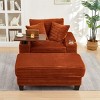 Single Corduroy Storage Sofa with Ottoman and Cup Holder, Storage Armrest Sofa with 180° Rotating Table for Living Room or Apartment-Koiai - 2 of 4