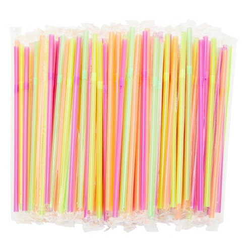 100pcs Wide/Thin Flexibele Plastic Rietjes Bendy Straws Wegwerp Stro Summer  Party Cocktail Drink Straws Birthday