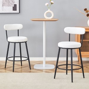 PAGED Modern Breathable Upholstered Bar Stools Set of 2, Counter Height Stools with Backs & Metal Legs for Pub, Dining Room, Living Room - 1 of 4