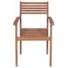 vidaXL Teak Wood Patio Chairs - Set of 4, Stackable Outdoor Furniture with Beige Cushions, Timeless Design, Suitable for Home, Office, Bar and Cafe - 4 of 4