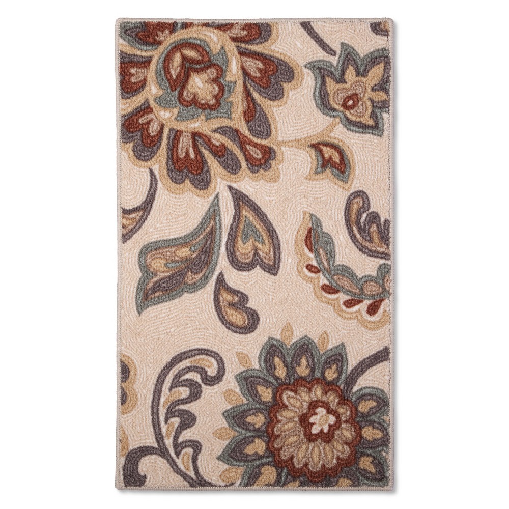 1'8inx2'10in Paisley Floral Accent Rug Tan - Maples