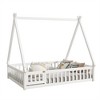 Tent-shaped Twin/Full Floor Bed Frame with Guardrails - ModernLuxe - 3 of 4