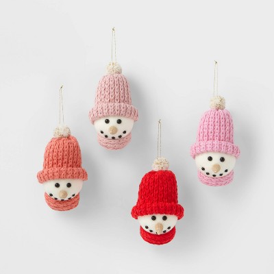 4ct Knit Snowman Heads Christmas Ornament Set - Wondershop™