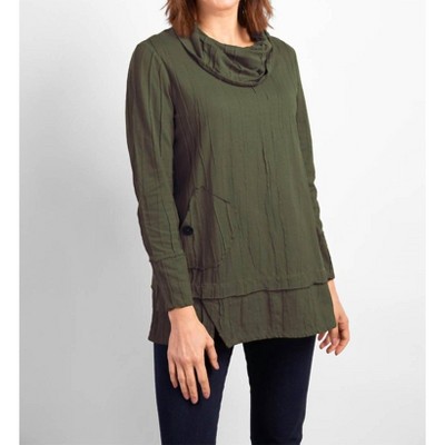 Women's Cowl Neck Pocket Tunic Top - habitat S