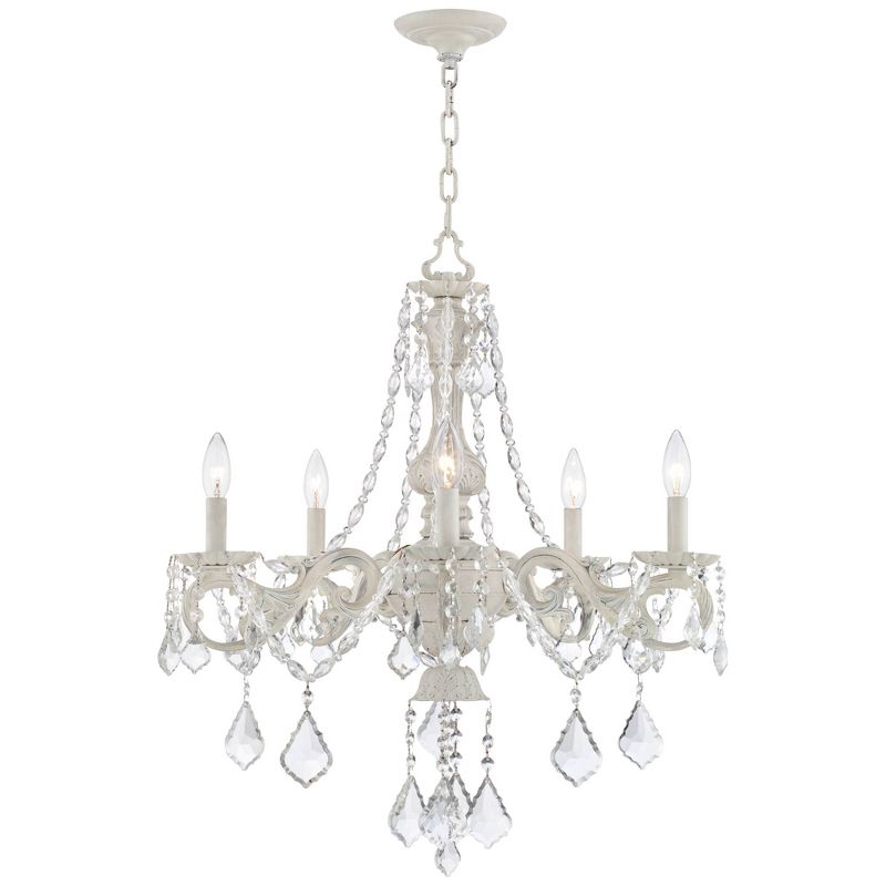 Kathy Ireland Chateau de Conde Antique Rubbed White Pendant Chandelier 26" Wide French Crystal 5-Light Fixture for Dining Room House Kitchen Island, 5 of 8