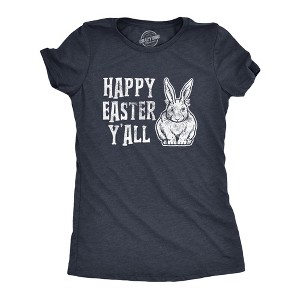 Womens Happy Holiday Yall T shirt Funny Bunny Saying Egg Hunt Basket Gift for Her - Crazy Dog Women's T Shirt - 1 of 4