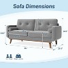 Acekool 65" Mid Century Modern Loveseat, Deep Seat Linen Sofa Couch for Living Room, Bedroom, Small Space, 2-Seater, Beige - 2 of 4