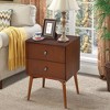 Costway 2PCS Nightstand Mid-Century End Side Table 2 Drawer Rubber Wood Legs Living Room - 3 of 4