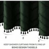 Dark Green Boho Shower Curtain with Tassel Woven Fabric 72x 72 Modern Farmhouse Textured Tufted Striped Minimalist Bathroom Curtain - 3 of 4