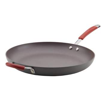 Rachael Ray Cucina Hard Anodized 14" Open Skillet with Helper Handle Cranberry Red