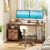 Itopfox Computer Desk with File Cabinet & Power Outlets, Home Office Desk with 2 Monitor Stands & Storage Drawer, Writing Gaming Table with Shelves - 2 of 4