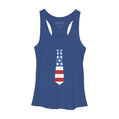 Design By Humans July 4th Patriotic American Flag Tie By FreshDressedTees Racerback Tank Top
