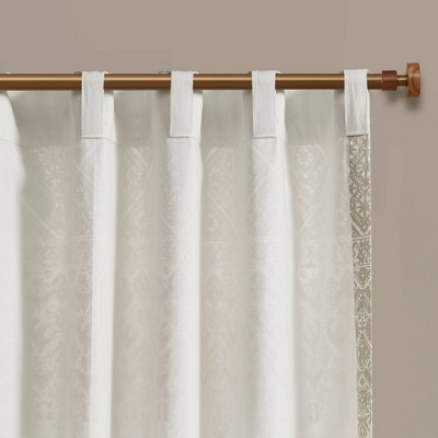 Taupe Cotton Linen Boho Chic Room-Darkening Curtain Panel