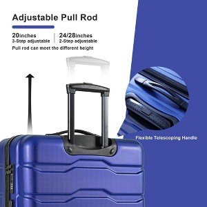 3 Piece Suitcase Set ABS+PC Hardside Luggage Set TSA Checked Large Luggage with Double Spinner Wheels Trave Luggage Set  Blue - 1 of 4