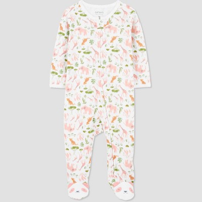 Image of Carter's Just One You® Baby Girls' Safari Footed Pajama - Cream 3M