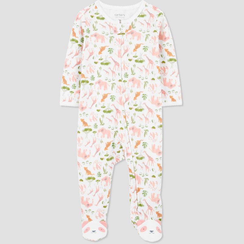 Carter&#39;s Just One You&#174; Baby Girls&#39; Safari Footed Pajama - Cream, 1 of 10