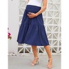 Women's High Elastic Empire Waist Maternity Skirt Summer Casual Floral Pleated Swing A Line Flowy Midi Skirts with Pockets - 2 of 4