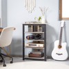 HOMCOM TV Stand with LED Lights, AV Media Stand, Corner Audio Tower with Storage Shelves and Steel Frame, Living Room Storage - 2 of 4