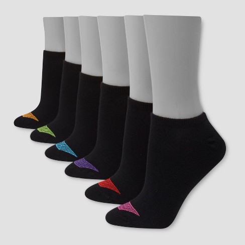 Hanes Premium Women's 6pk Cushioned Low Cut Socks - Black 5-9 : Target