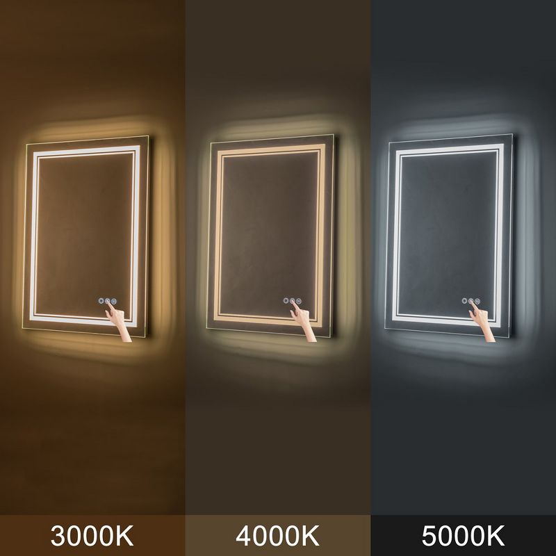 C Cattleya Rectangular Frameless Anti-Fog Color Changing Dimmable LED Bathroom Vanity Mirror Light, 4 of 8