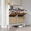 Shoe Storage Cabinet with 4 Flip Drawers, Farmhouse Fluted Shoe Organizer with Metal Legs, Freestanding Hidden Slim Narrow Shoe Rack - 4 of 4
