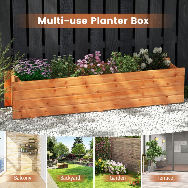 Tangkula Raised Garden Bed, 44" x 11" x 10" Wood Rectangle Planter Box with Drainage Holes Water-resistant Paint, 4 of 9