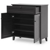 Calvin Shoe - Storage Cabinet - Espresso - Baxton Studio: Modern Organizer with 4 Shelves & Drawer - 3 of 4