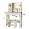 INFURNIC Vanity Tables Modern Makeup Desk with Large Storage and Hair Dryer Rack for Bedroom, White, 33.5"*15.75"*53.94" - 2 of 4
