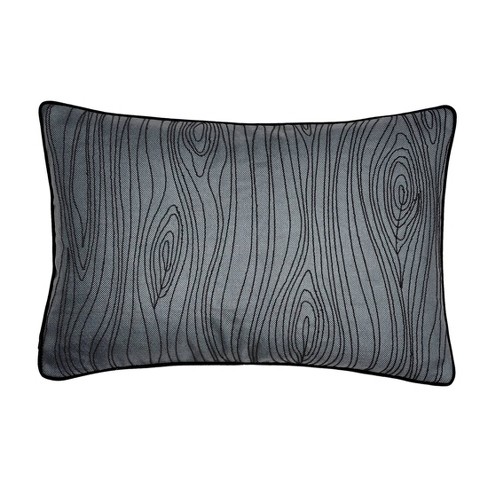 14 x21 Oversized Embroidered Wood Grain Lumbar Throw Pillow Cover Gray Edie Home