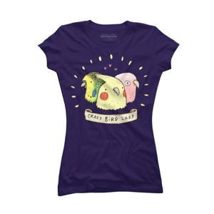 Junior's Design By Humans Crazy Bird Lady By SophieCorrigan T-Shirt - 1 of 3