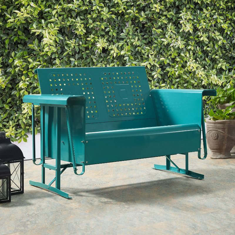 Bates Outdoor Loveseat Glider - Turquoise Gloss - Crosley, 3 of 15